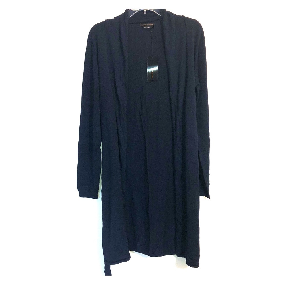 BCBGmaxazria Navy Blue Belted Wrap Cardigan